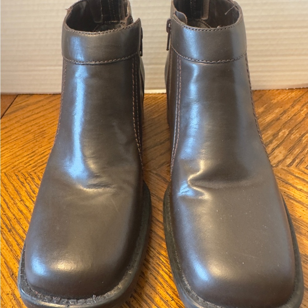 Dockers Dover Leather Woman Brown Ankle Boots, Square Toe Size 6.5M